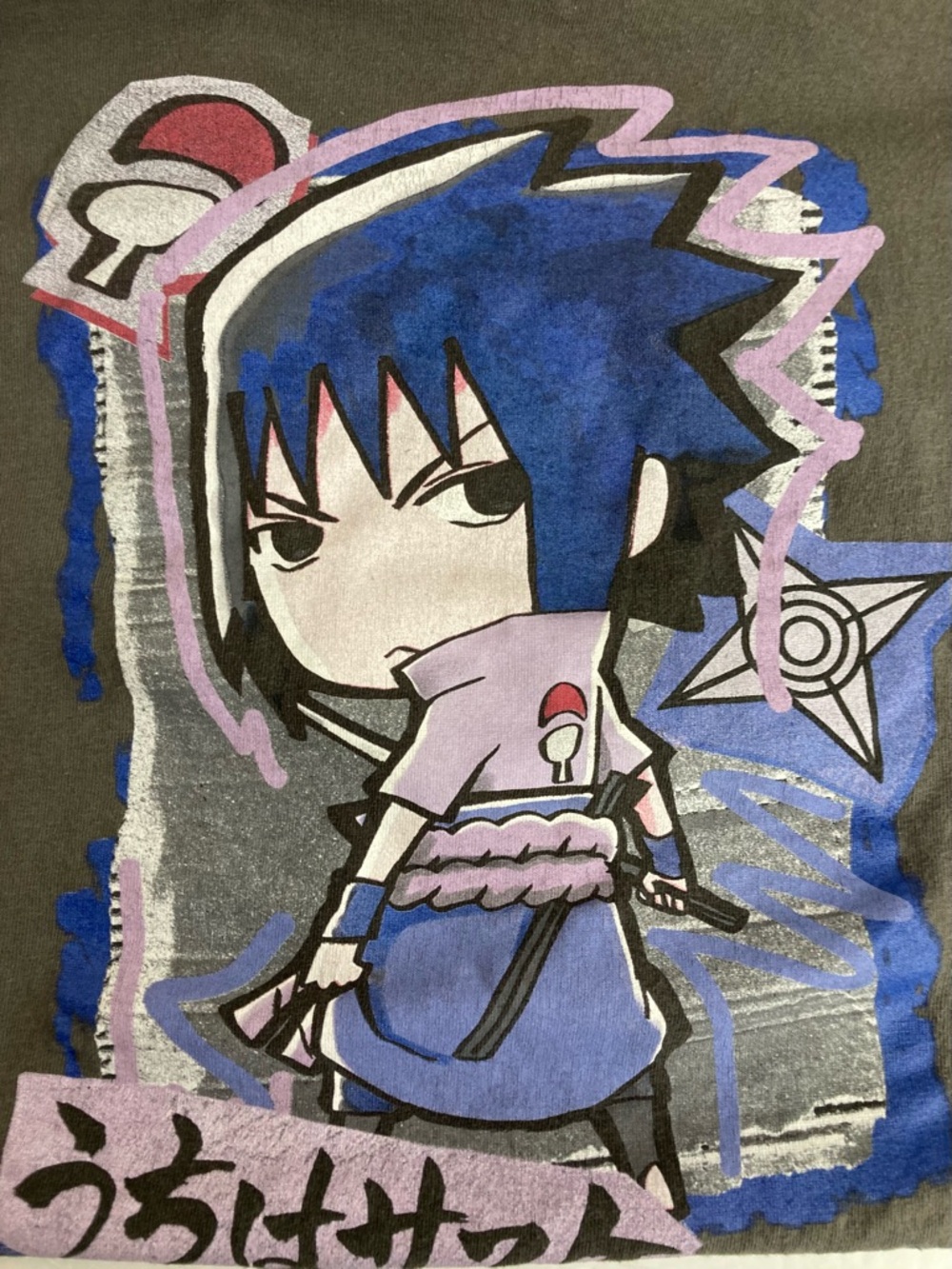 Naruto Sasuke Uchiha Anime Graphic T-Shirt Youth Gray Manga Ninja Tee medium - Picture 5 of 9